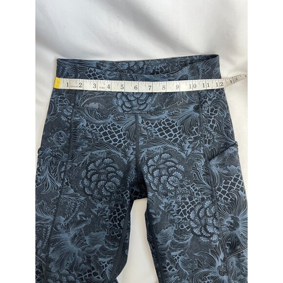Lululemon Speed Up Crop Pant 4 Navy Blue Floral Activewear Yoga Pilates Leggings - Picture 10 of 12